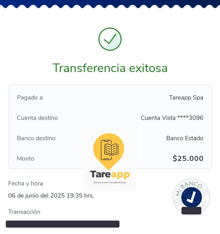 Comprobante de pago de $25.000 a Tareapp, junio 2025