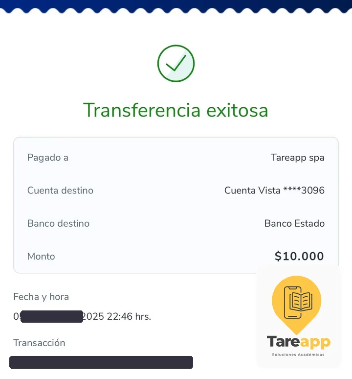 Comprobante de pago de $10.000 a Tareapp, junio 2025
