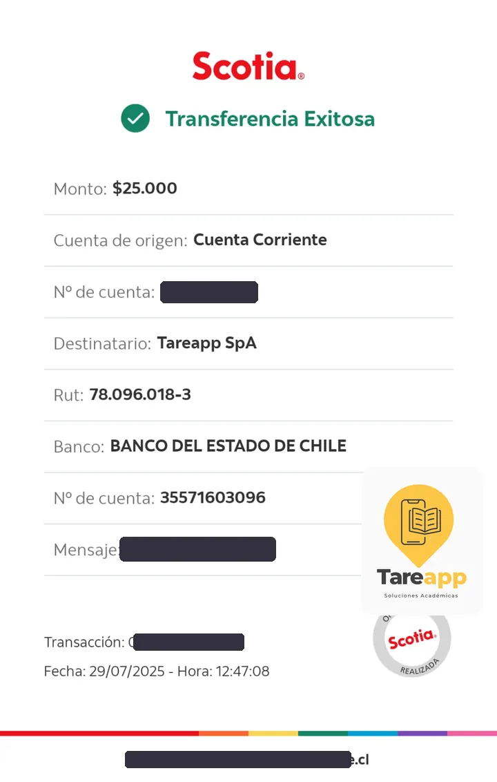 Comprobante de pago de $25.000 a Tareapp, julio 2025