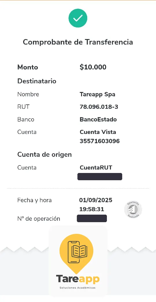 Comprobante de pago de $10.000 a Tareapp, septiembre 2025