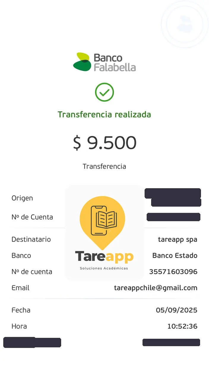 Comprobante de pago de $9.500 a Tareapp, septiembre 2025