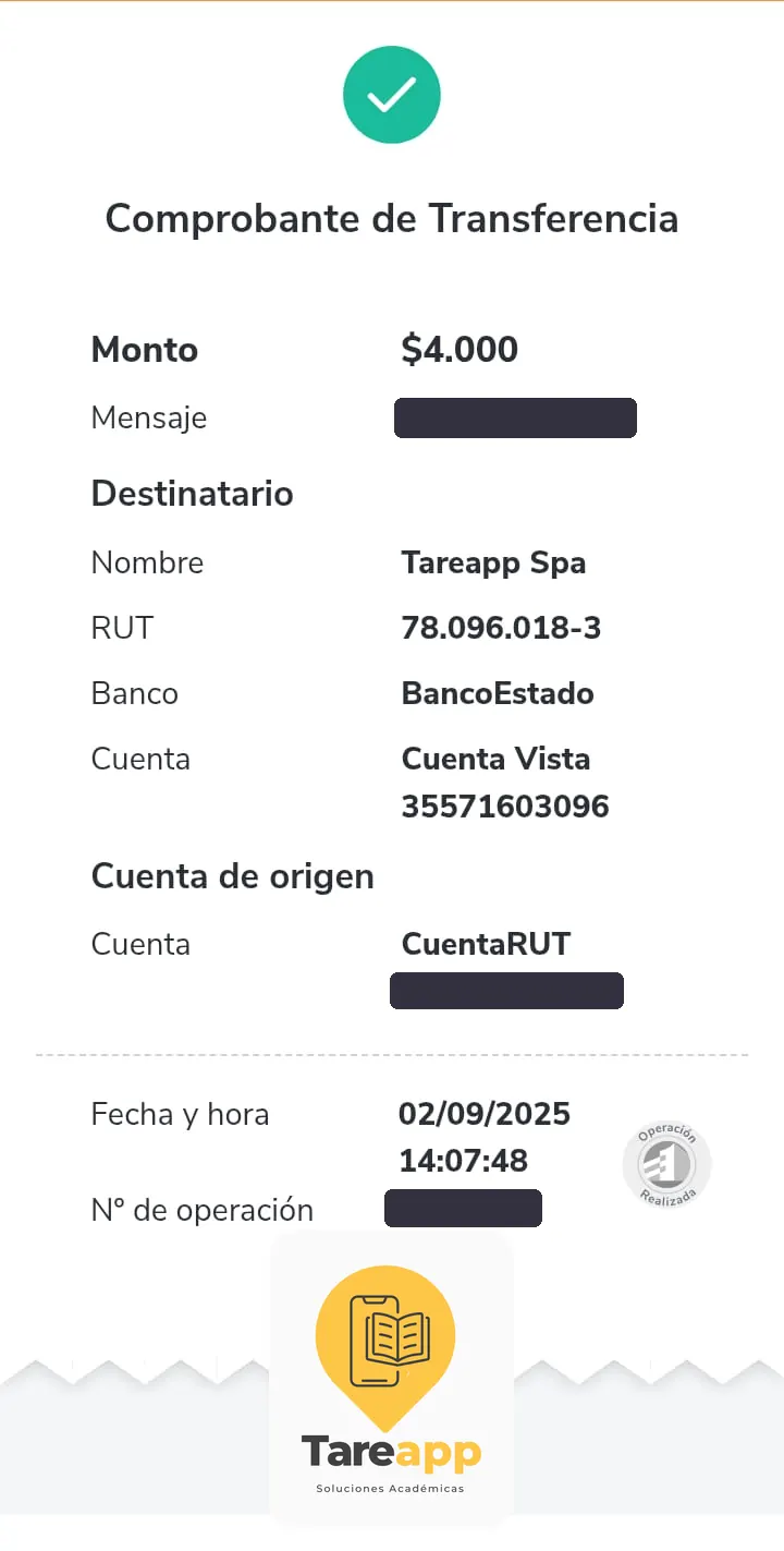 Comprobante de pago de $4.000 a Tareapp, septiembre 2025