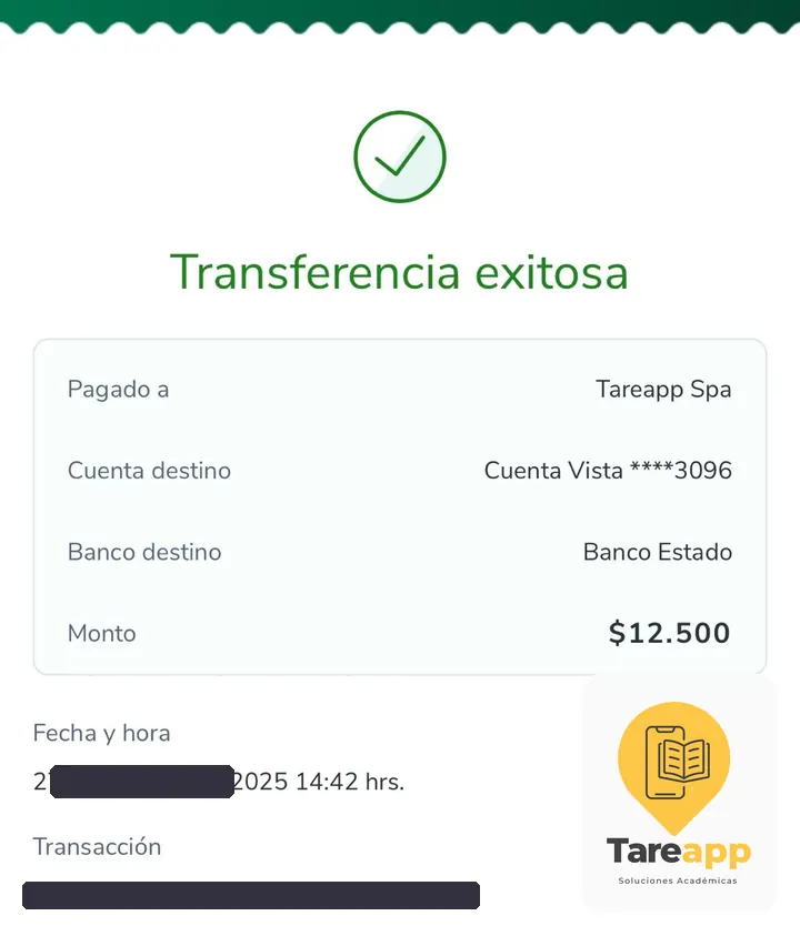 Comprobante de pago de $12.500 a Tareapp, octubre 2025