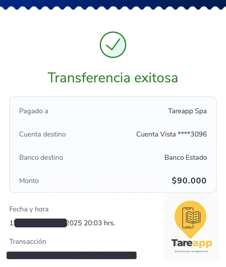 Comprobante de pago de $90.000 a Tareapp, octubre 2025