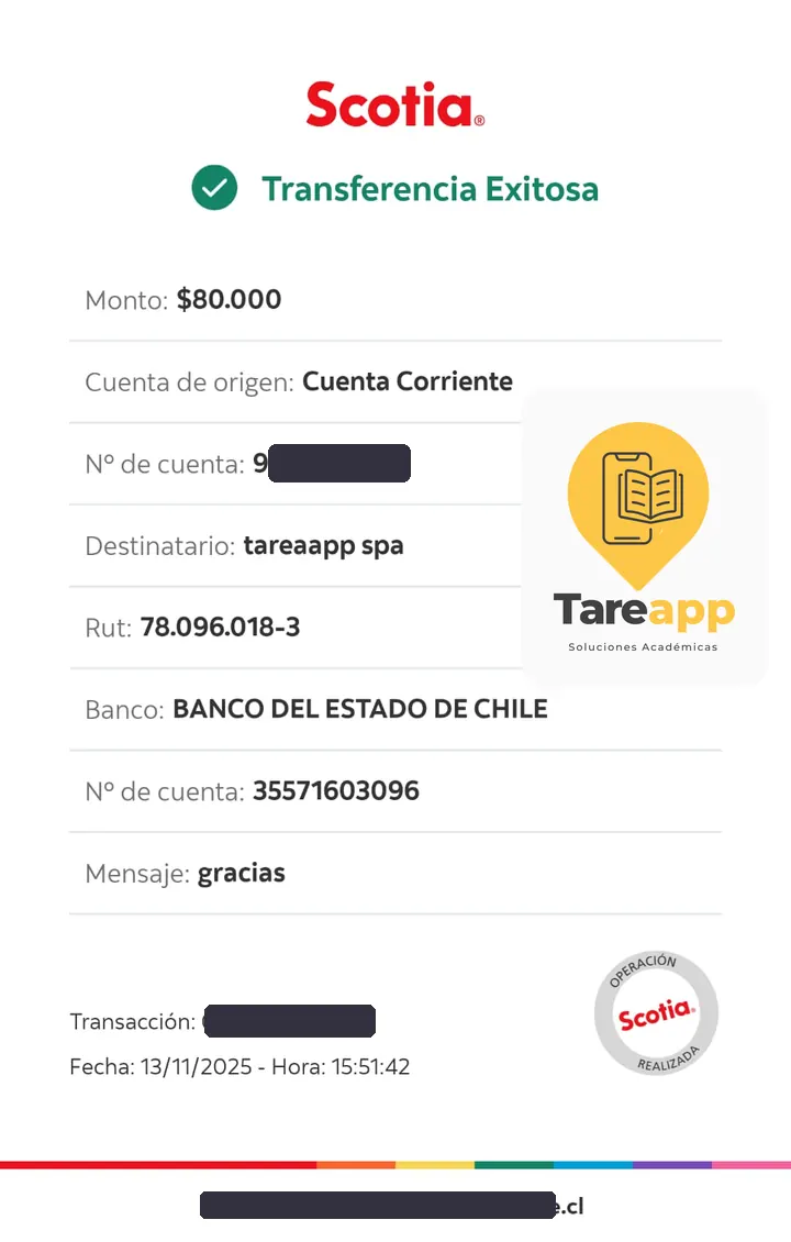 Comprobante de pago de $80.000 a Tareapp, noviembre 2025