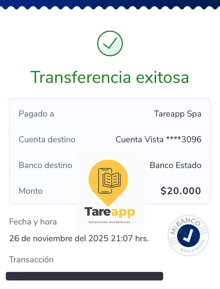 Comprobante de pago de $20.000 a Tareapp, noviembre 2025
