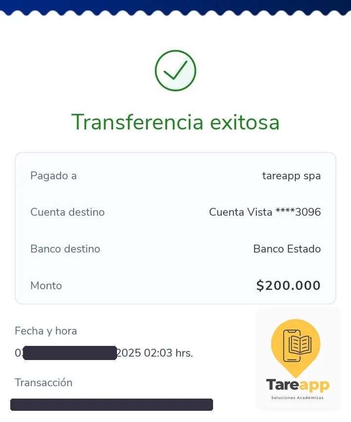 Comprobante de pago de $200.000 a Tareapp, diciembre 2025