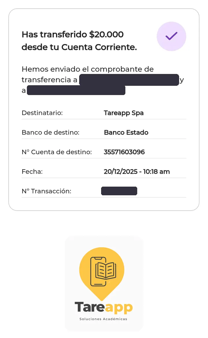 Comprobante de pago de $20.000 a Tareapp, diciembre 2025