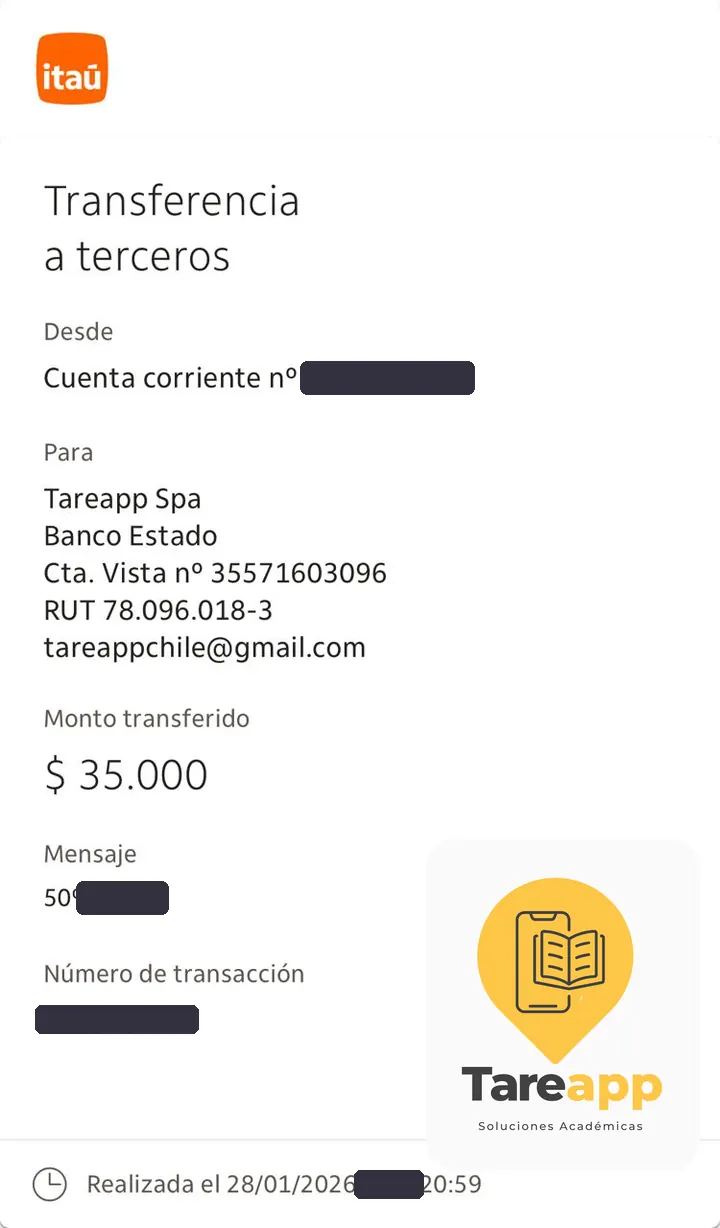 Comprobante de pago de $35.000 a Tareapp, enero 2026