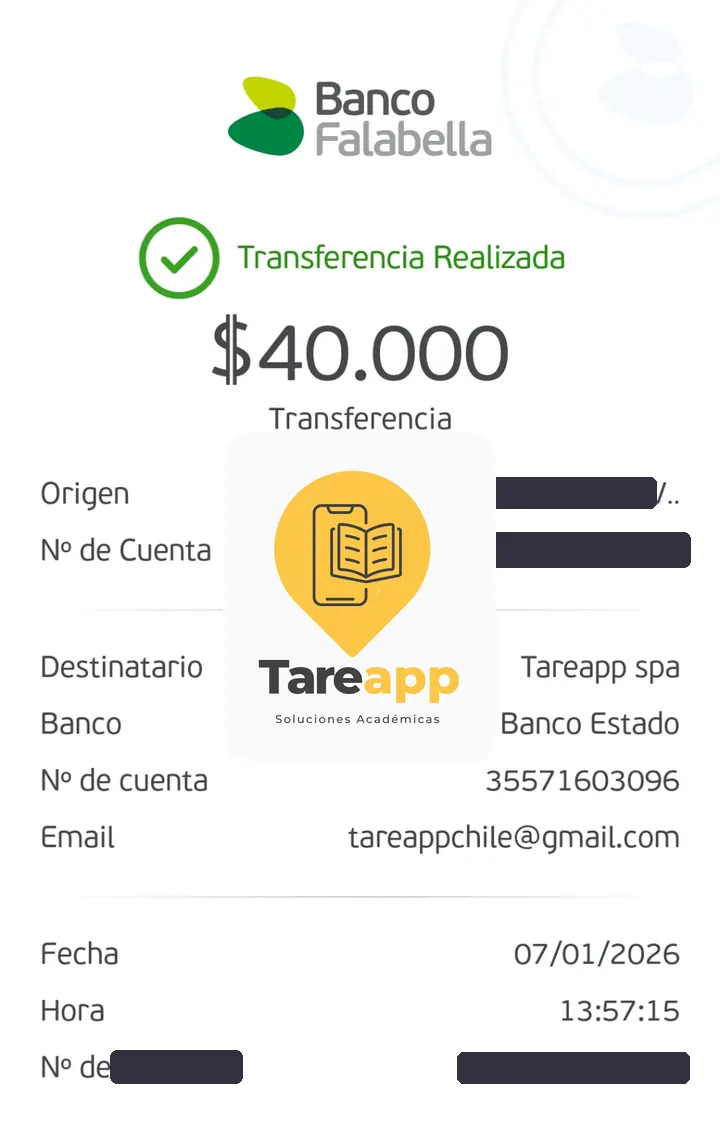 Comprobante de pago a Tareapp, enero 2026