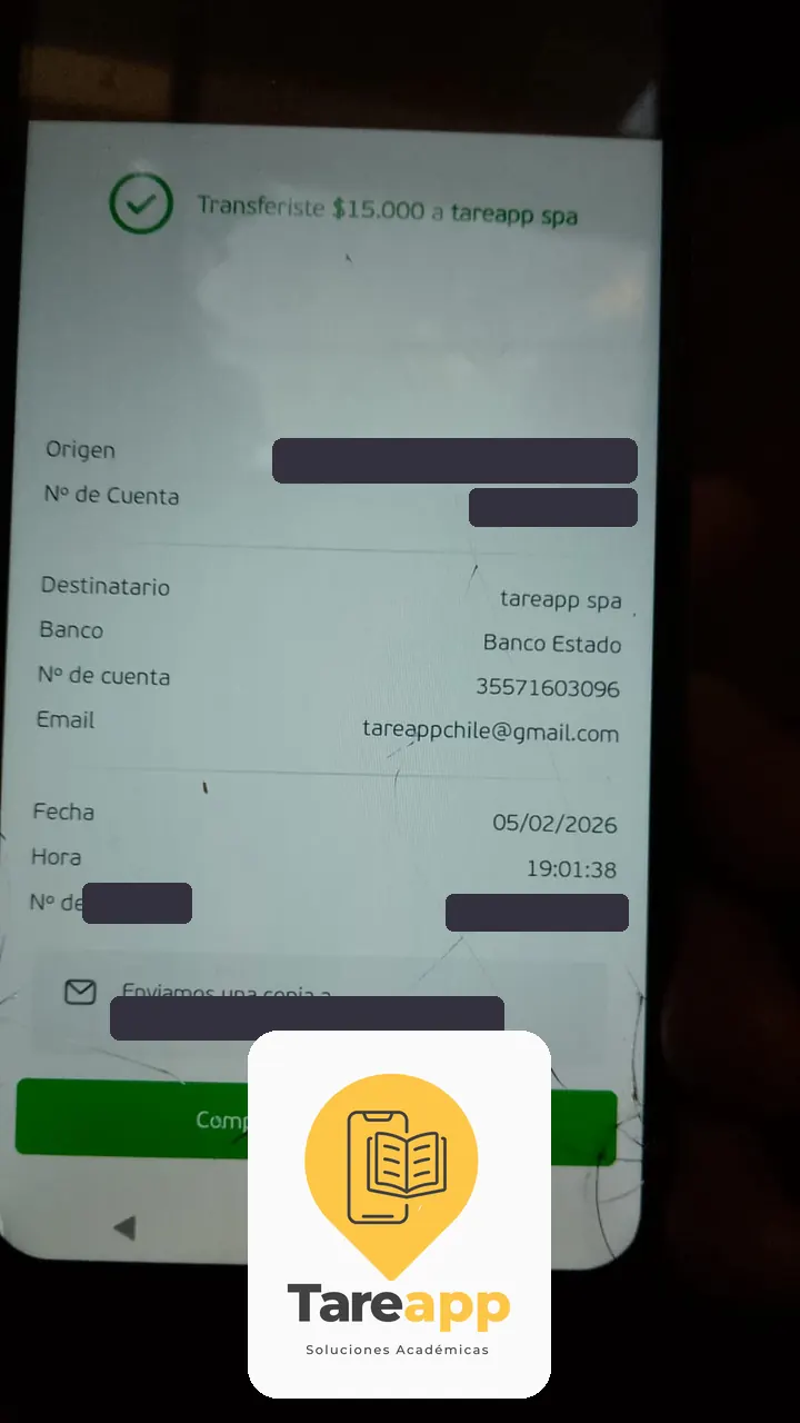 Comprobante de pago de $15.000 a Tareapp, febrero 2026