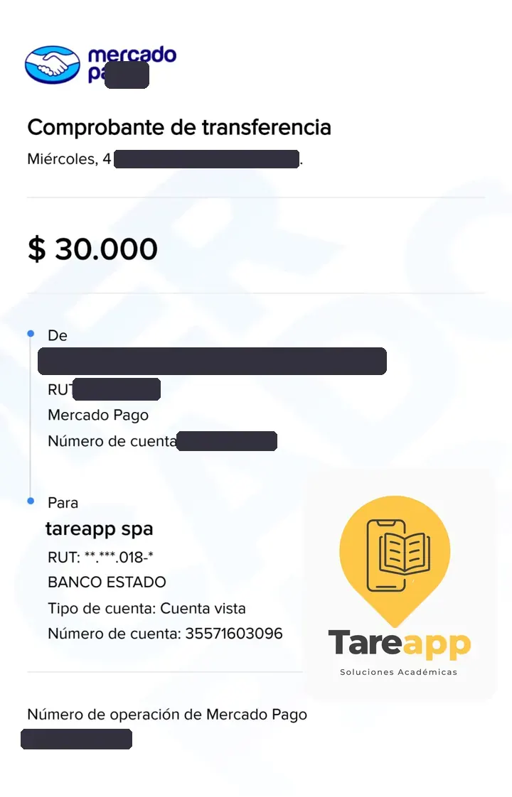 Comprobante de pago de $30.000 a Tareapp, febrero 2026