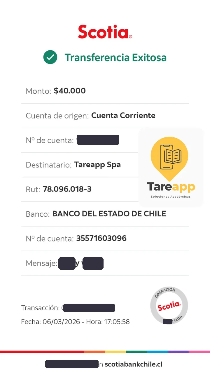 Comprobante de pago de $40.000 a Tareapp, marzo 2026