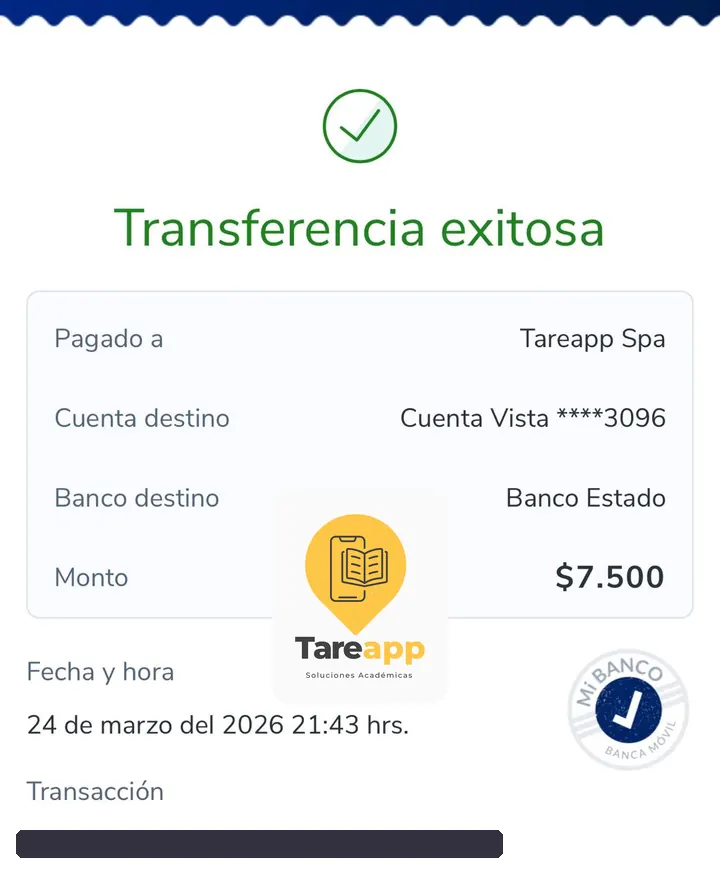 Comprobante de pago de $7.500 a Tareapp, marzo 2026