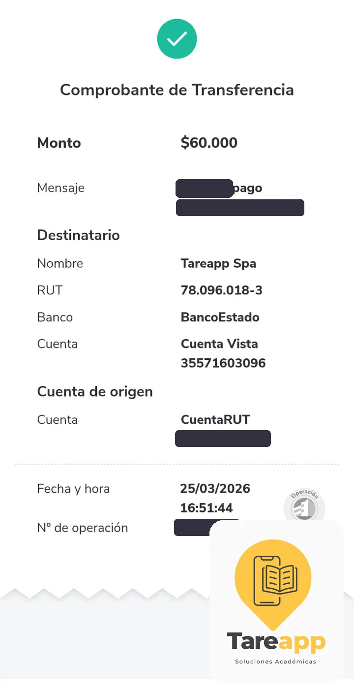 Comprobante de pago de $60.000 a Tareapp, marzo 2026