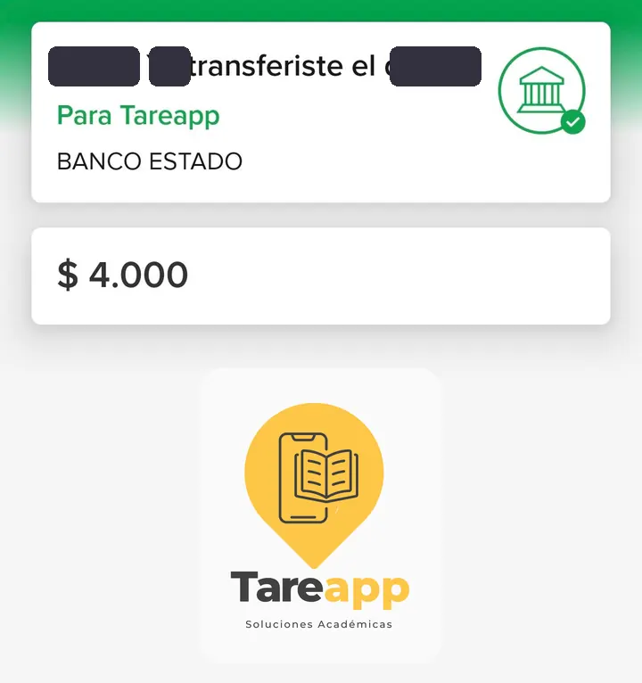 Comprobante de pago de $4.000 a Tareapp, abril 2026