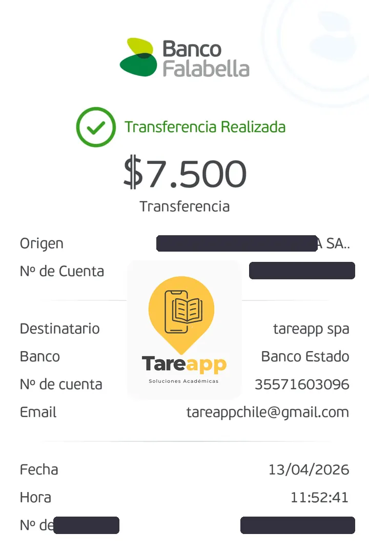 Comprobante de pago de $7.500 a Tareapp, abril 2026