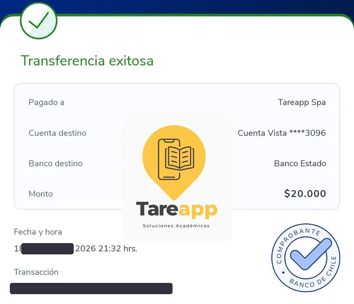 Comprobante de pago de $20.000 a Tareapp, mayo 2026