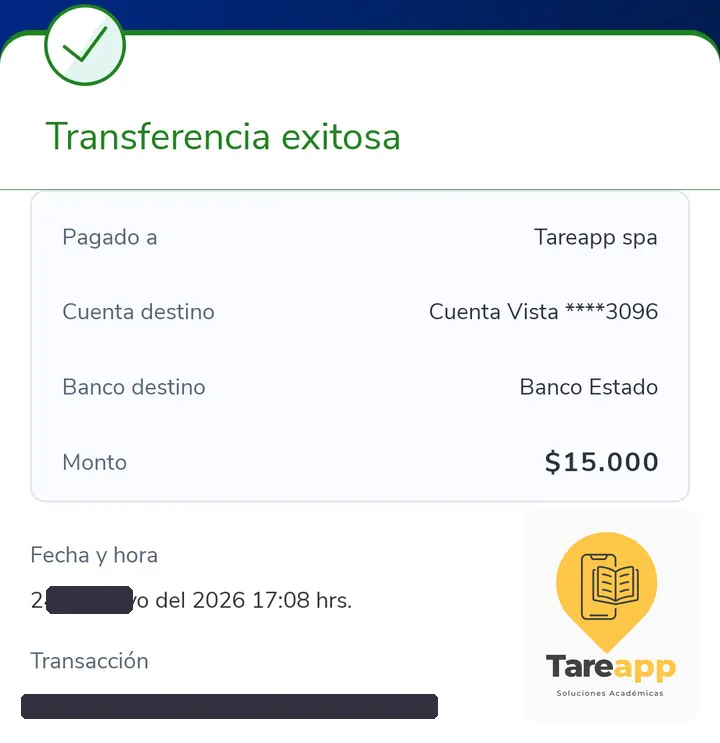 Comprobante de pago de $15.000 a Tareapp, mayo 2026