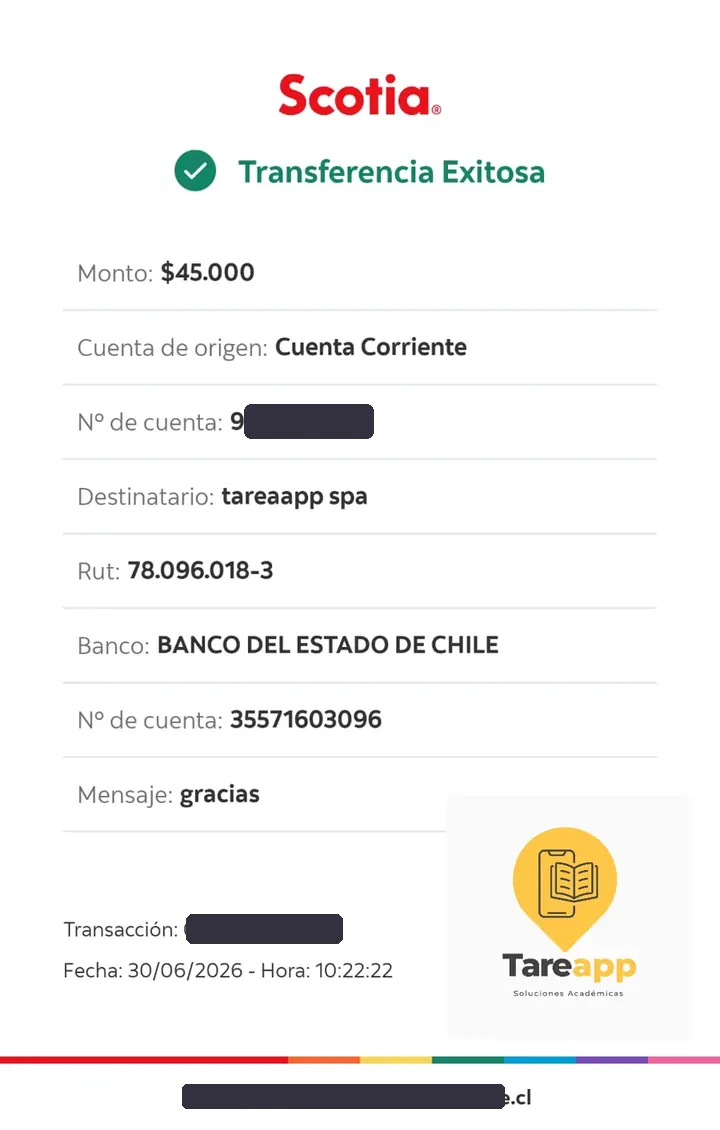 Comprobante de pago de $45.000 a Tareapp, junio 2026