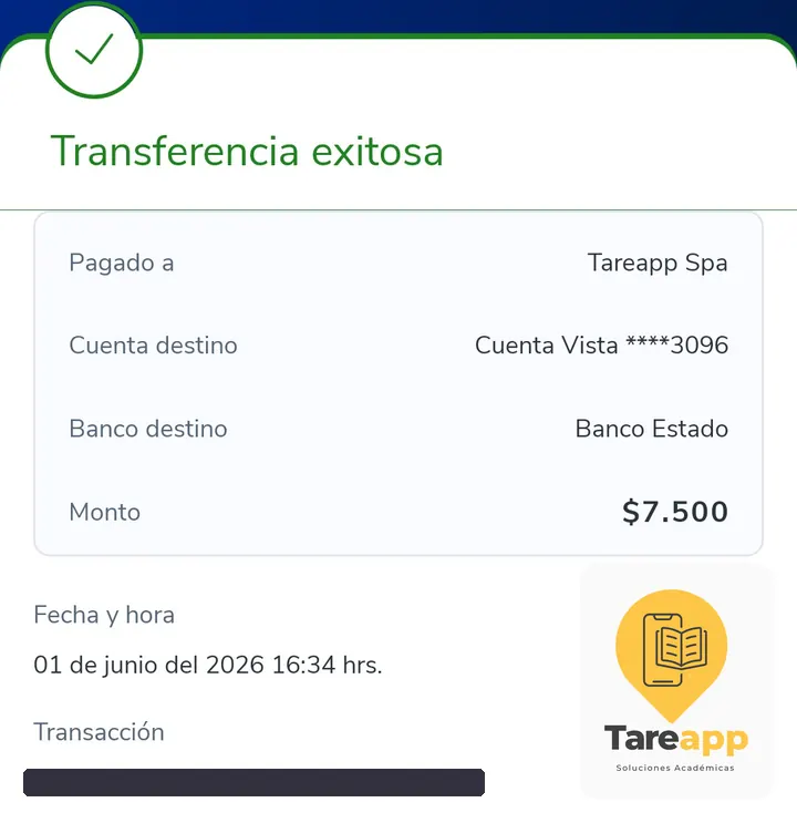 Comprobante de pago de $7.500 a Tareapp, junio 2026