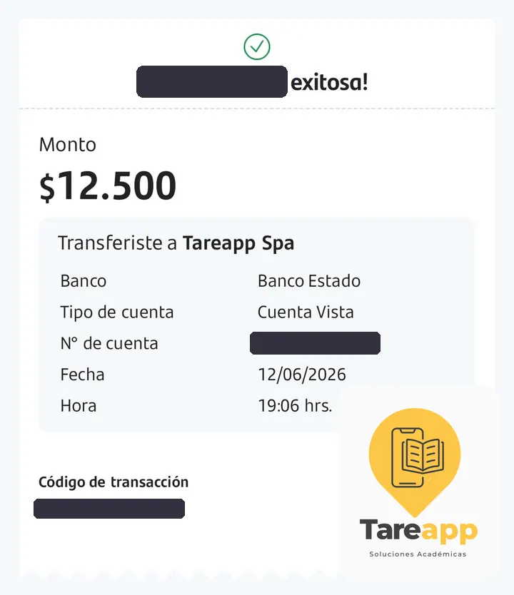 Comprobante de pago de $12.500 a Tareapp, junio 2026