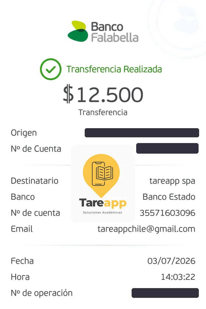 Comprobante de pago de $12.500 a Tareapp, julio 2026