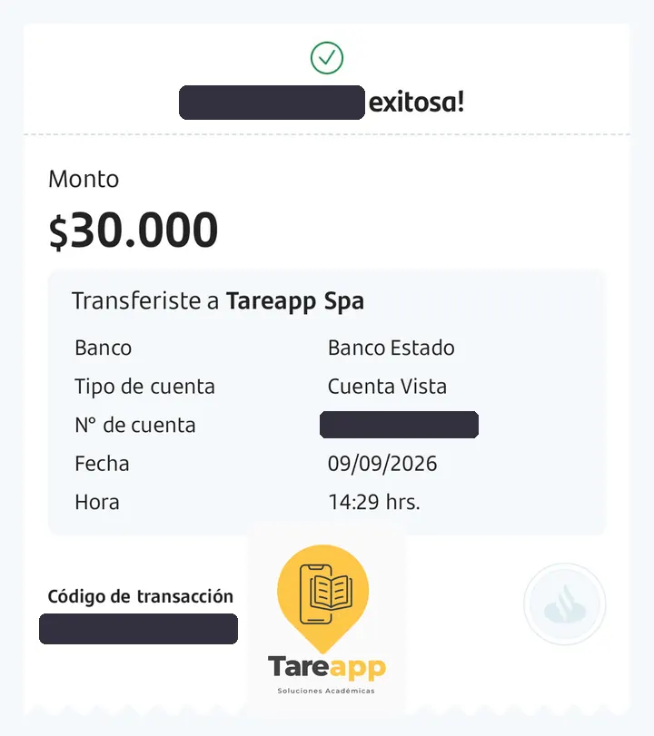Comprobante de pago de $30.000 a Tareapp, septiembre 2026