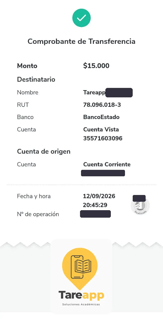 Comprobante de pago de $15.000 a Tareapp, septiembre 2026