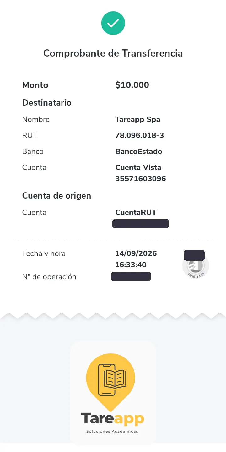 Comprobante de pago de $10.000 a Tareapp, septiembre 2026