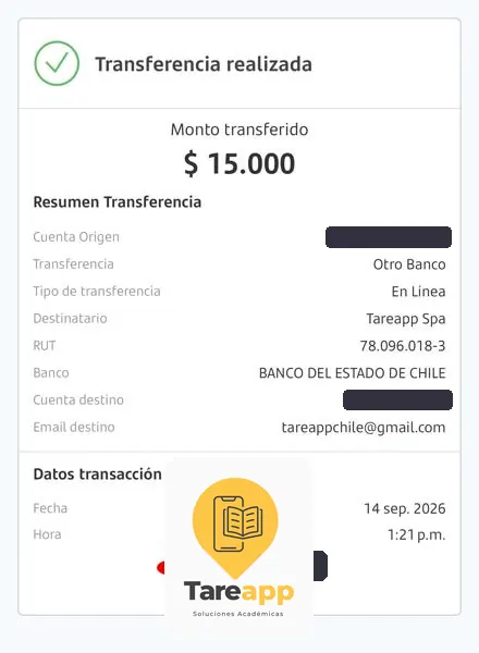 Comprobante de pago de $15.000 a Tareapp, septiembre 2026