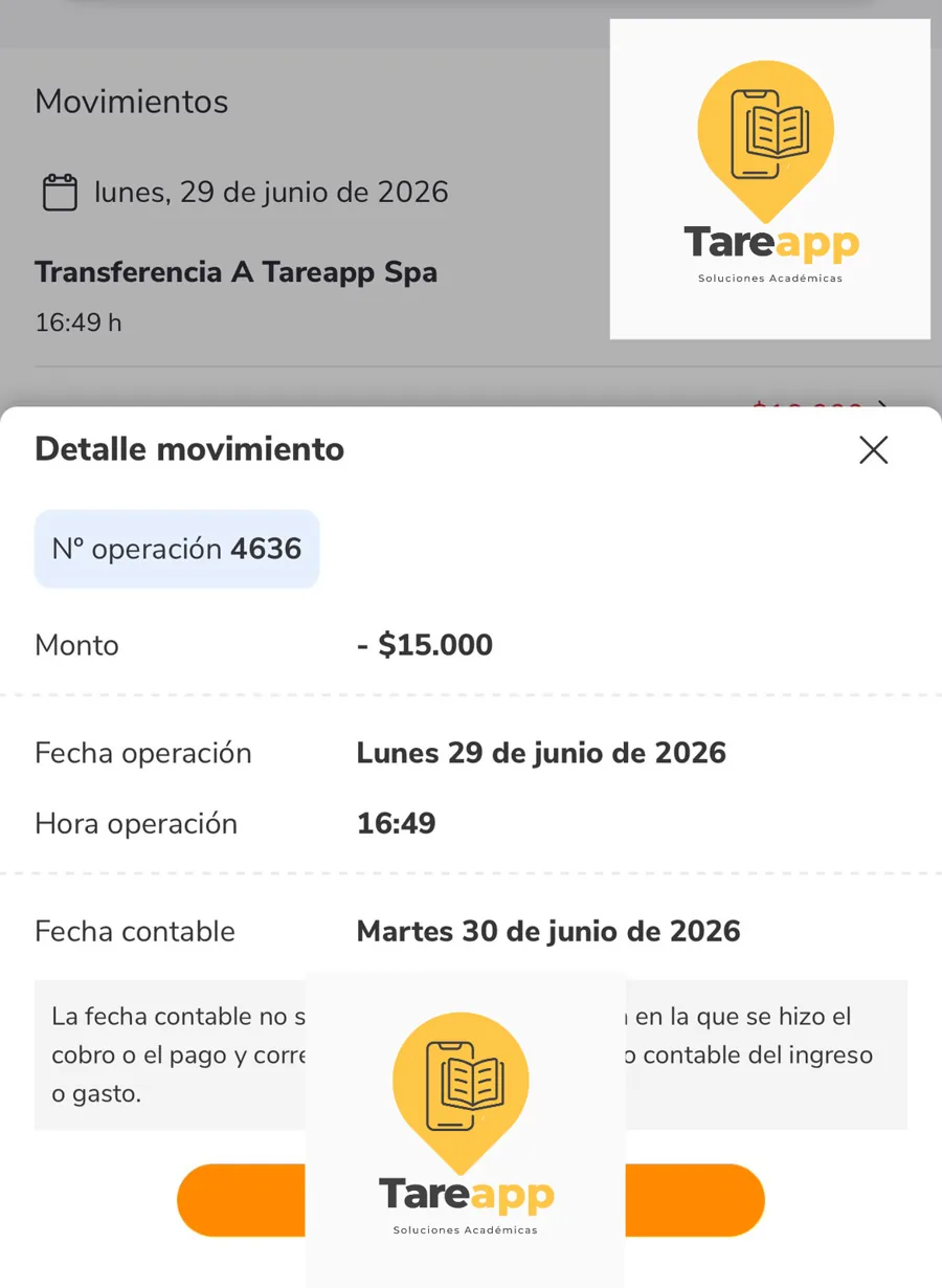 Comprobante de pago de cliente de Tareapp